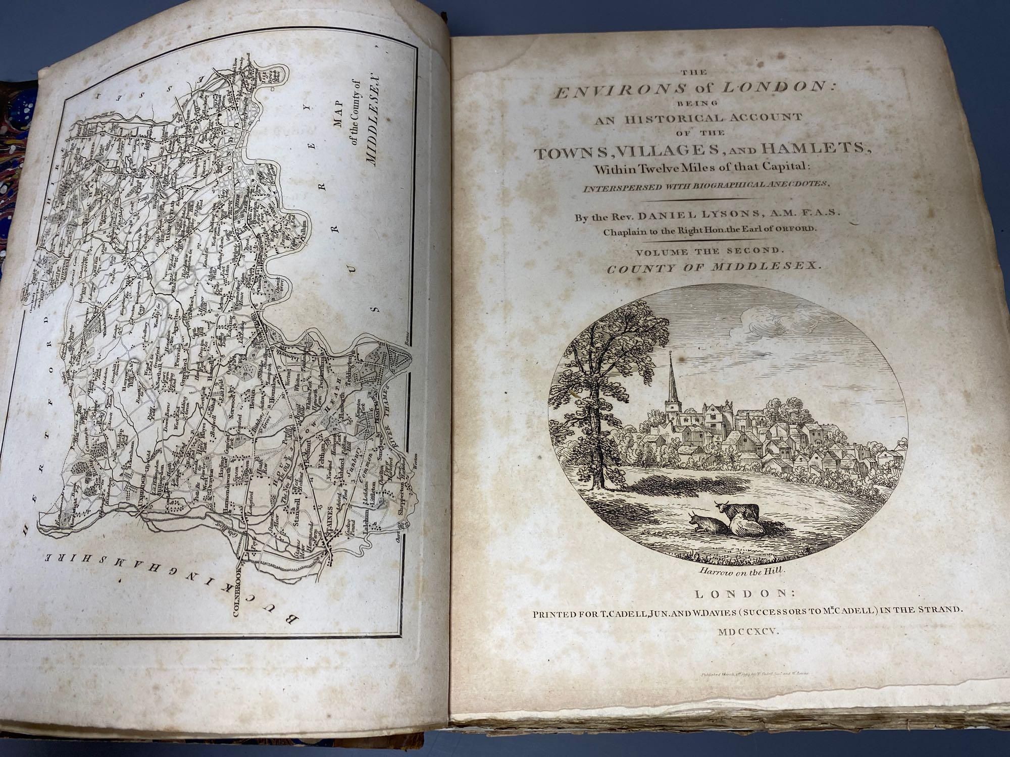 Lysons, Daniel - The Environs of London, an historical account, volume II only, quarto, half calf, 1745